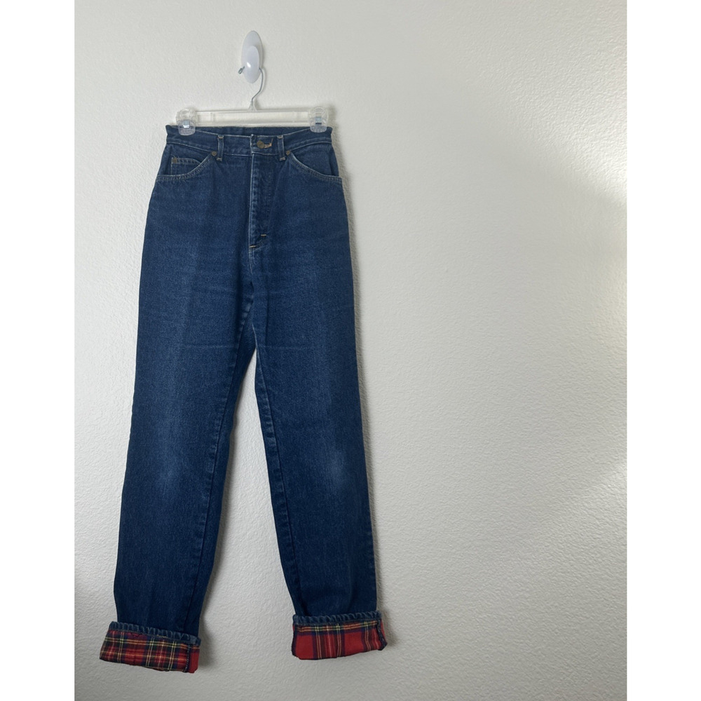 VTG LL BEAN Womens Jeans Size 8 (24X32) Straight Flannel Lined HI Rise